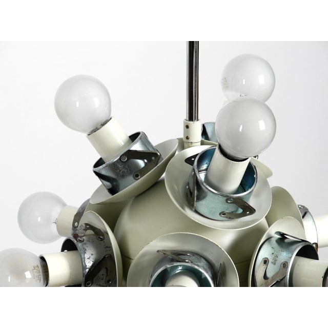 Space Age Atomic Metal Ceiling Lamp with 12 Glass Spheres in Light Gray from Kaiser Leuchten For Sale - Image 12 of 13