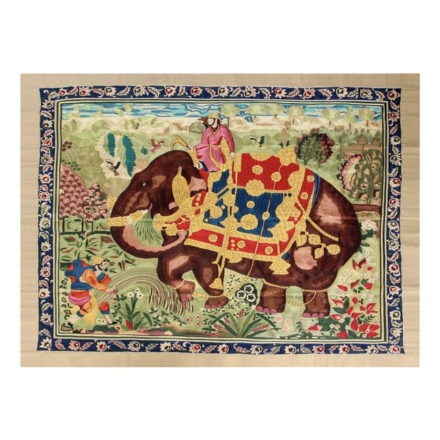 Vintage Indian Elephant Textile Wall Art, 1980s For Sale