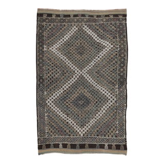 Mid 20th Century Vintage Embroidered Turkish Kilim Rug For Sale