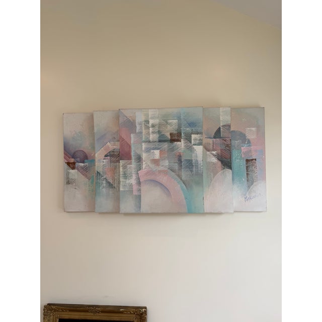 This piece is a vintage true 1980s original with a layered canvas look. It is the separate canvases on top of one another....
