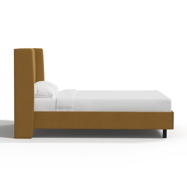 Spritely Home Jordan Queen Wingback Platform Bed in Zuma Sesame For Sale - Image 4 of 5