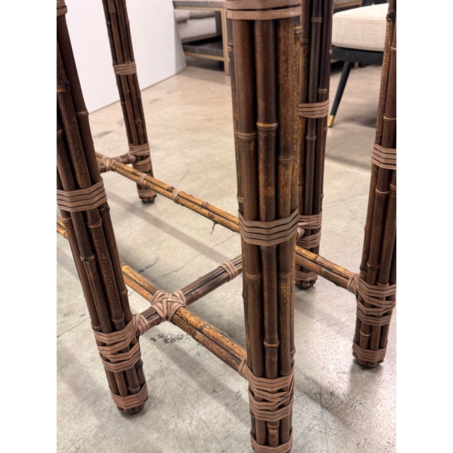 Wood McGuire Furniture Bamboo Rattan + Glass Dining Table, Vintage For Sale - Image 7 of 12