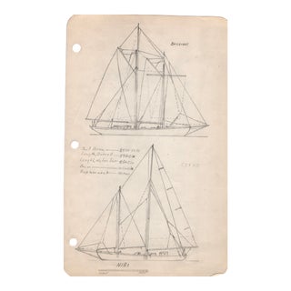 1950s Maine Marine Architectural Drawing on Paper For Sale