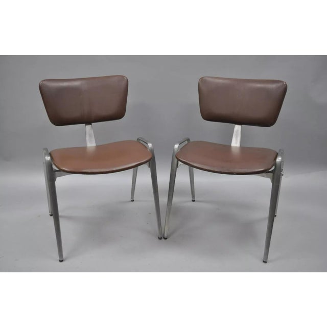 Mid 20th Century Mid Century Modern Cast Aluminum Stacking Side Chairs by Crucible- a Pair For Sale - Image 11 of 11
