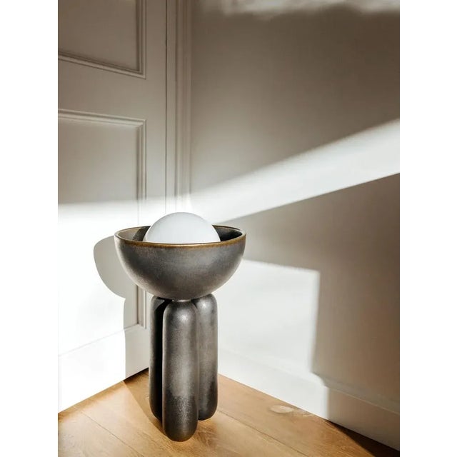 Contemporary Blackened Gold Half Sphere Lamp by Lisa Allegra For Sale - Image 3 of 8