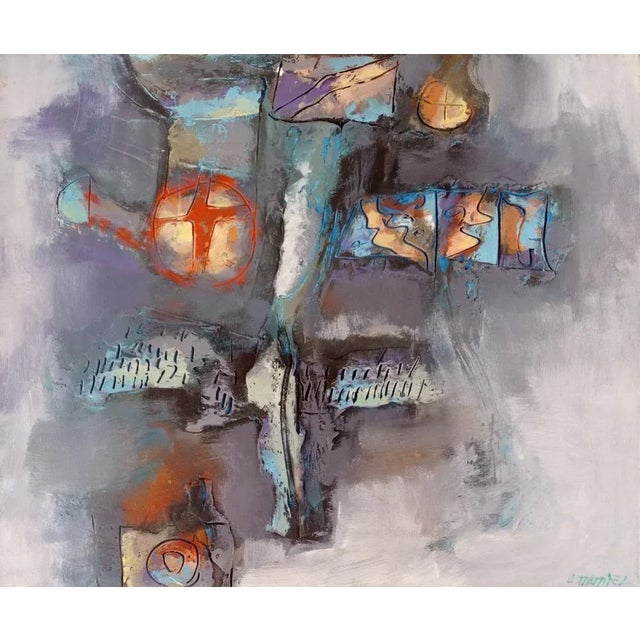 Textile Hector Ramirez Ortega, Composition, 1989, Mixed Media on Canvas For Sale - Image 7 of 7