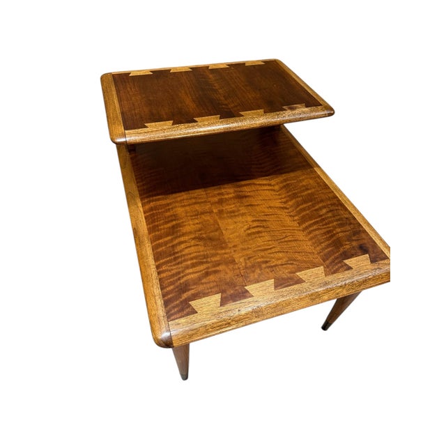 Mid-Century Modern Walnut Lane Acclaim Tiered End Tables Restored-a Pair For Sale - Image 3 of 12