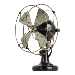Circa 1911 Carleton Ball Motor Fan Ac DC Nickel Blade and Cage/Guard