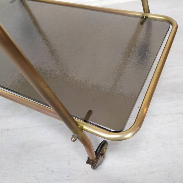 Vintage Brass Bar Trolley, 1950s For Sale - Image 14 of 15