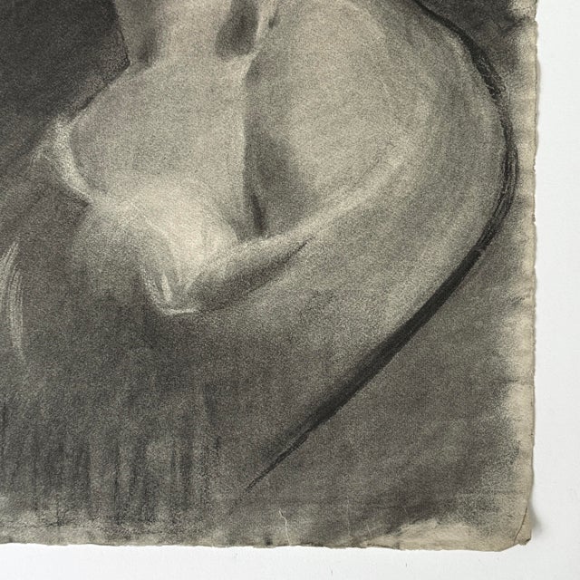 Antique French Neoclassical Atelier Study of a Female Bust (Charcoal on Paper) For Sale - Image 4 of 6