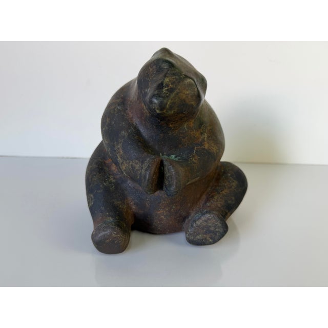 Vintage Tony Evans Studio Art Pottery Raku Bear Sculpture For Sale - Image 9 of 12