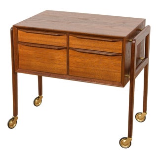 Mid-Century Modern Teak Serving Trolley on Castors, Denmark, 1960s For Sale