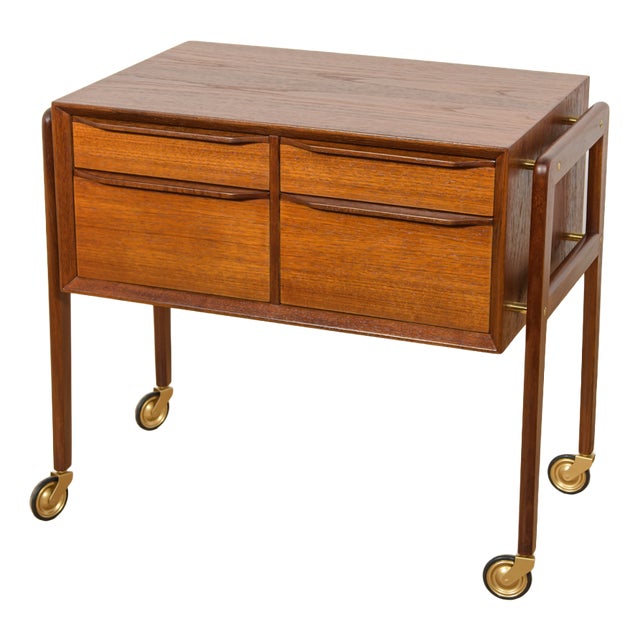 Mid-Century Modern Teak Serving Trolley on Castors, Denmark, 1960s For Sale