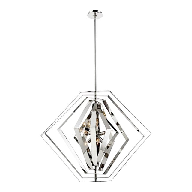 Contemporary Chrome Finished Geometric Pendant Light For Sale