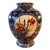 Asian Floral Blue Porcelain Vase For Sale
