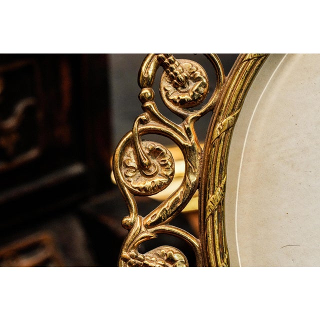 Art Nouveau Stunning Large Solid Brass Antique Photo Picture Frame Ornate Art Nouveau Scroll Floral Style For Sale - Image 3 of 14