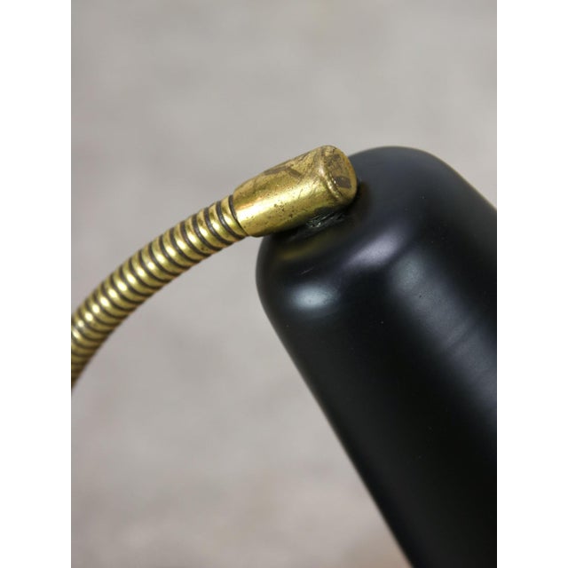 Mid-Century Italian Black and Brass Gooseneck Table Lamp For Sale - Image 4 of 15