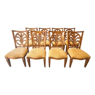 Set of 8 Century Furniture Neoclassical Carved Dining Chairs For Sale