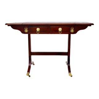 Early 20th Century Regency Mahogany Sofa Table With Drop Sides and Brass Castors For Sale