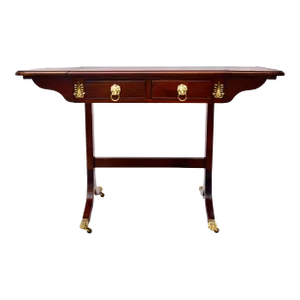 Early 20th Century Regency Mahogany Sofa Table With Drop Sides and Brass Castors