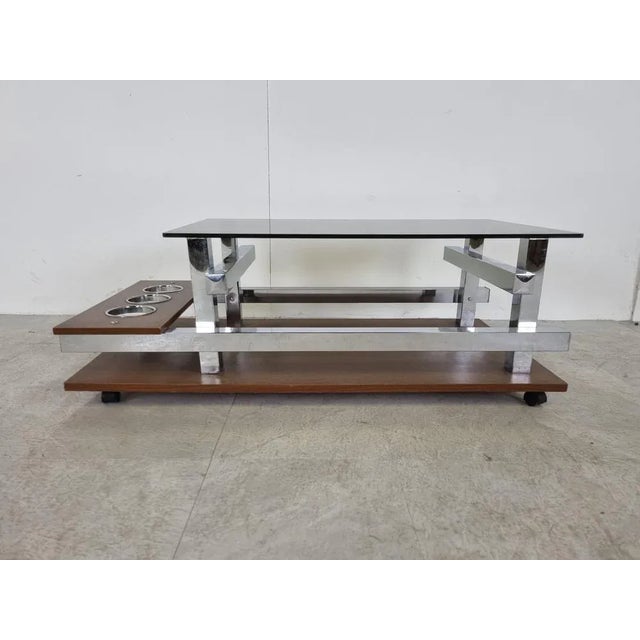 1970s Vintage Teak and Chrome Coffee Table, 1960s For Sale - Image 5 of 13