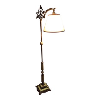 Antique Alabaster Bridge Arm Floor Lamp For Sale
