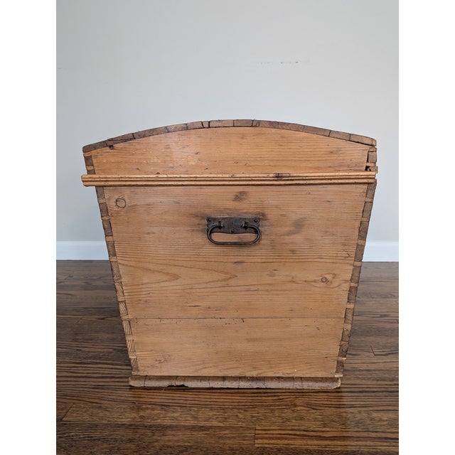 Brown Antique Continental Pine Domed-Top Blanket Chest/Trunk For Sale - Image 8 of 14