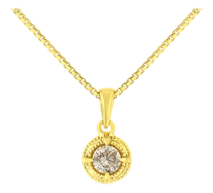 14K Yellow Gold Plated .925 Sterling Silver 3/4 Cttw Brilliant Round Cut Diamond Solitaire Milgrain