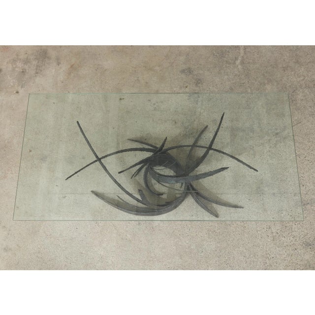 Silas Seandel Midcentury Silas Seandel Brutalist Iron Torch Cut Cocktail Table For Sale - Image 4 of 13