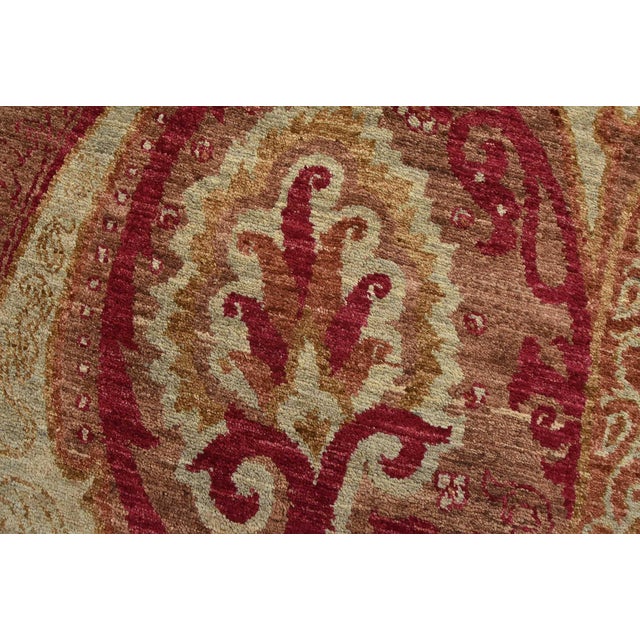 Suzani Rug 8’11” X 9’1” Brown Wool Modern Hand-Knotted Oriental Carpet For Sale - Image 4 of 15