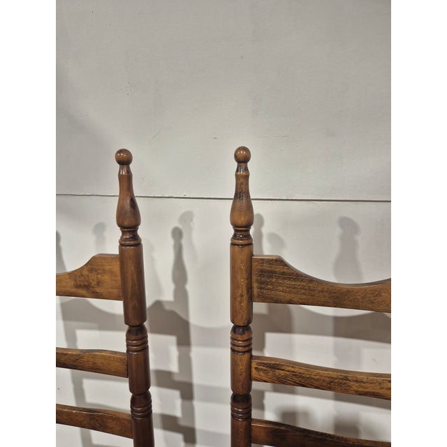 Vintage Rustic Wooden Chairs with Rush Seat, 1960s, Set of 4 For Sale - Image 4 of 7