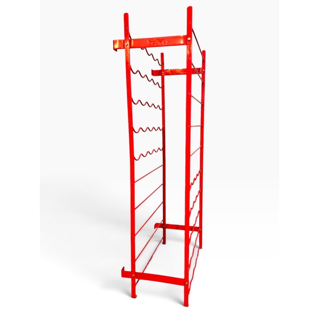 Vintage 1980s Herby 50-Bottle Red Metal Wine Rack, Habitat For Sale - Image 4 of 6
