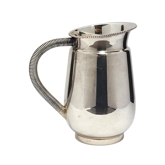 Mid-Century Modern Mid-20th Century Prata Régia 90 Brazilian Silverplate Rope-Rim Pitcher For Sale - Image 3 of 14