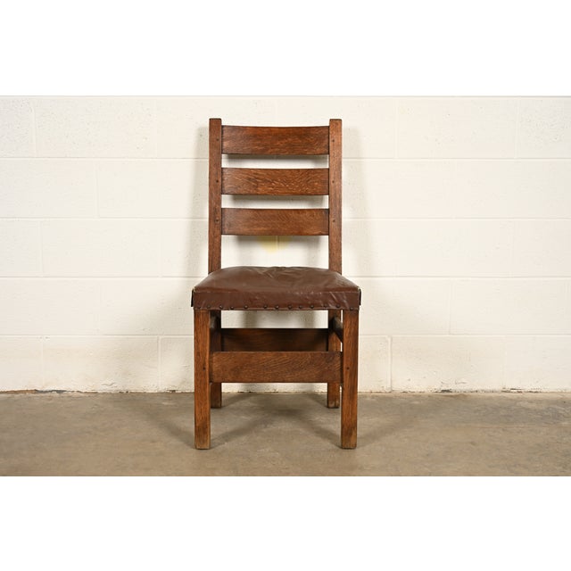 Gustav Stickley Antique Mission Oak Arts & Crafts Ladder Back Side Chair or Dining Chair, Circa 1910 For Sale - Image 12 of 12