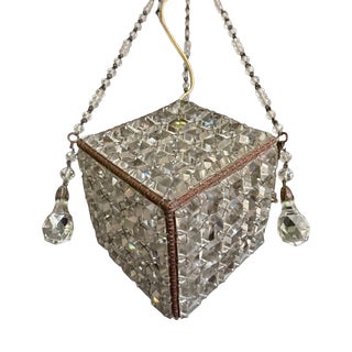 Antique Crystal Pendant Lamp, 1910s For Sale