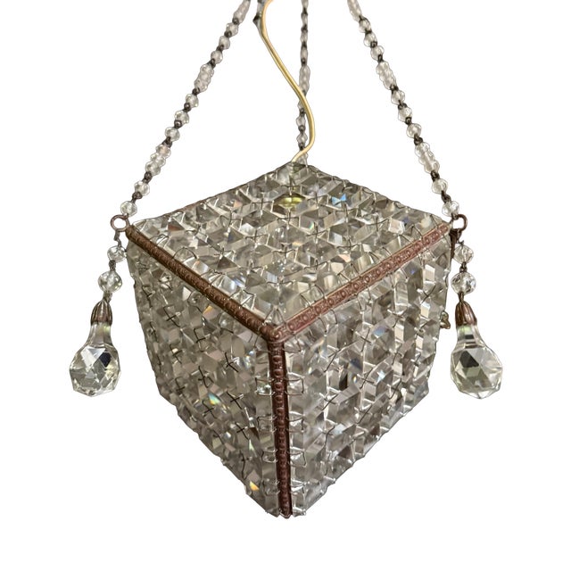 Antique Crystal Pendant Lamp, 1910s For Sale