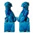 Vintage. C.1935-50's (Japan) Ceramic Porcelain Cerulean Blue Glazed Foo Dogs - Pair For Sale