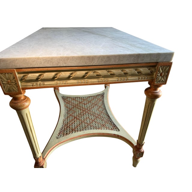 Mid 20th Century Decorated End Tables with Taj Mahal Marble Tops - A Pair For Sale - Image 14 of 18