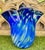 Large Blue Swirl Ruffled Handkerchief Art Glass Vase | Studio Glass Fazzoletto 15"h Artist Signed For Sale - Image 13 of 18