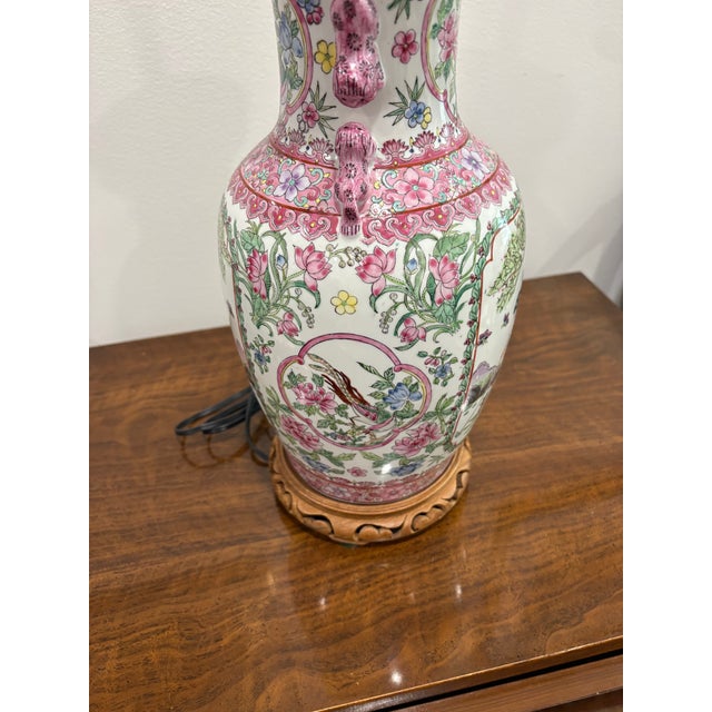 Mid 20th Century Famille Rose Chinese Export Lamp For Sale In Washington DC - Image 6 of 6