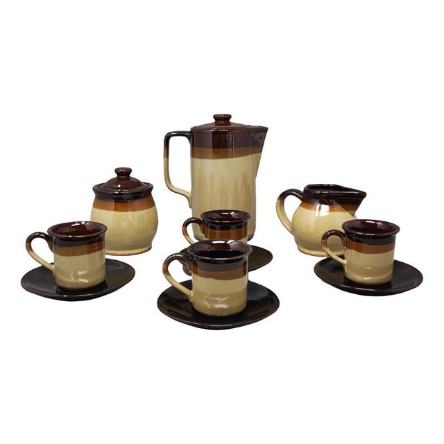 Ceramic Italian Faenza Ceramic Handmade Coffee Set, 1970s For Sale - Image 7 of 7
