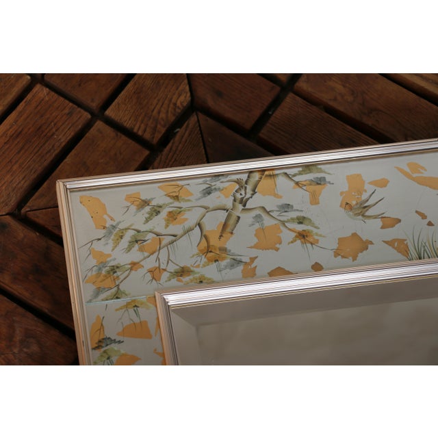Vintage LaBarge Chinoiserie Silver-Leaf Reverse-Painted Wall Mirror — 1970s For Sale In Los Angeles - Image 6 of 18