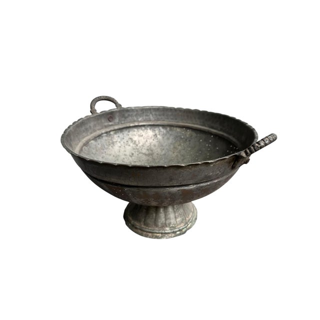 Rustic European 19th Century Large Ottoman Tinned Copper Footed Colander - 12.5" W For Sale - Image 3 of 8
