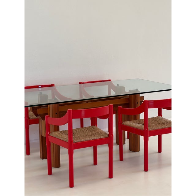 Contemporary Wooden Dining Table with Glass Top, 1970s For Sale - Image 3 of 16