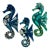 1960s MCM Acrylic Lucite Abalone Seahorses, Wall Hangings, Made in the Usa, Set of 3 For Sale