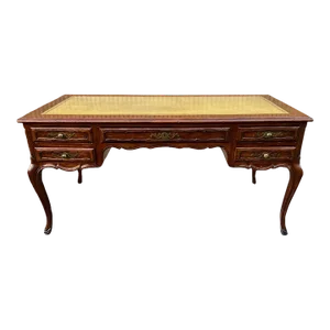Mid 20th Century John Widdicomb Louis XV Style Fruitwood Tooled Leather Inset Bureau Desk