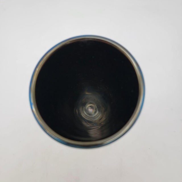 Purple Jim Bush 1995 Iridescent Art Glass Goblet For Sale - Image 8 of 9