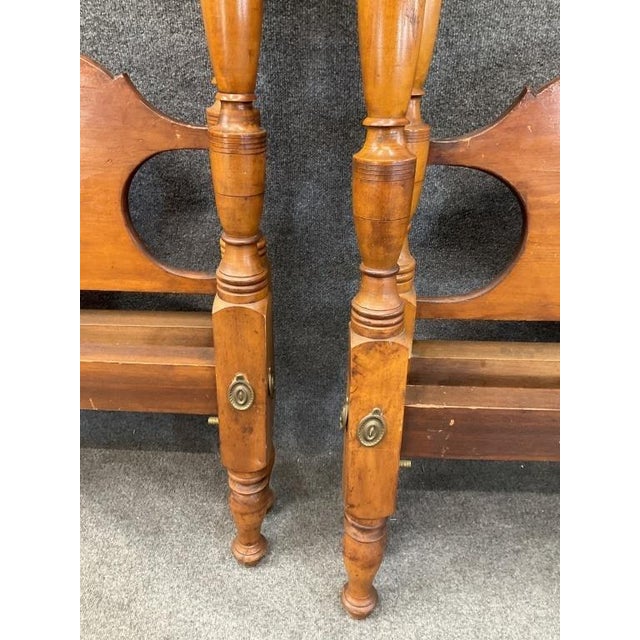 Late 19th Century Antique American Twin Four-Poster Beds | 1880s Turned Post Solid Wood Pair For Sale - Image 5 of 9