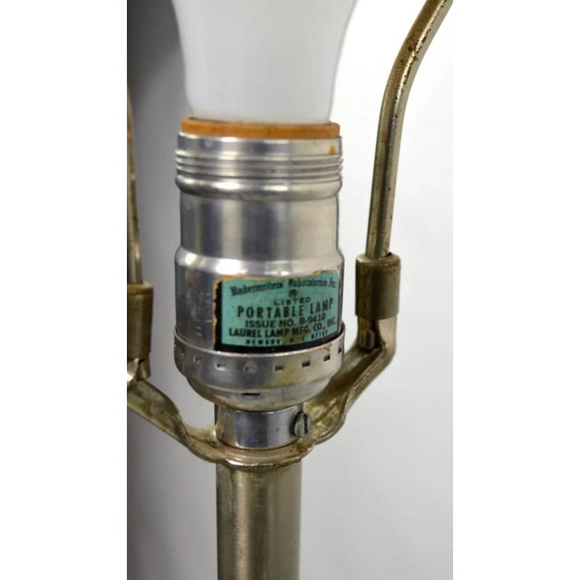 Classic Mod floor lamp by Laurel, satin metal finish shows some cosmetic wear as shown, normal and consistent with age....