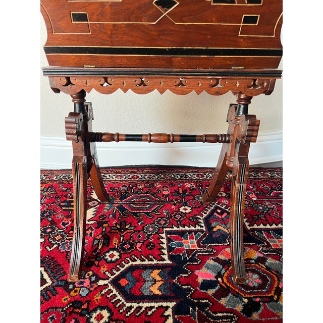 Wood 19th Century Antique Victorian Eastlake Style Wooden Music Caddy, Magazine Rack For Sale - Image 7 of 12